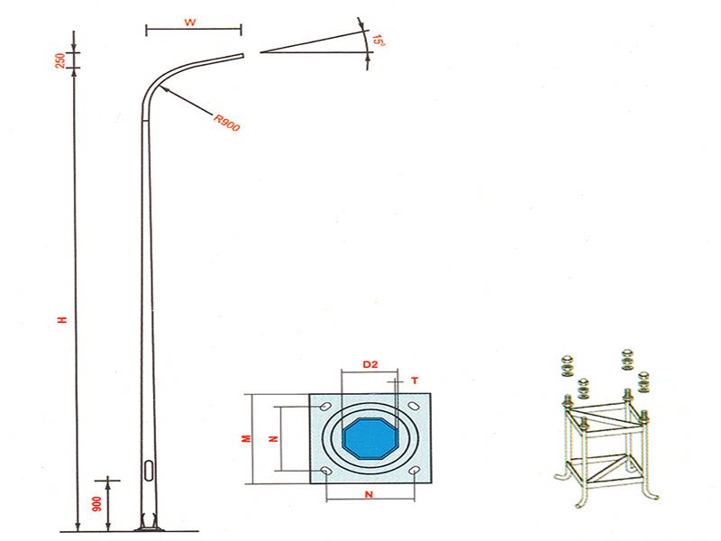 Cột đèn cao áp liền cần đơn