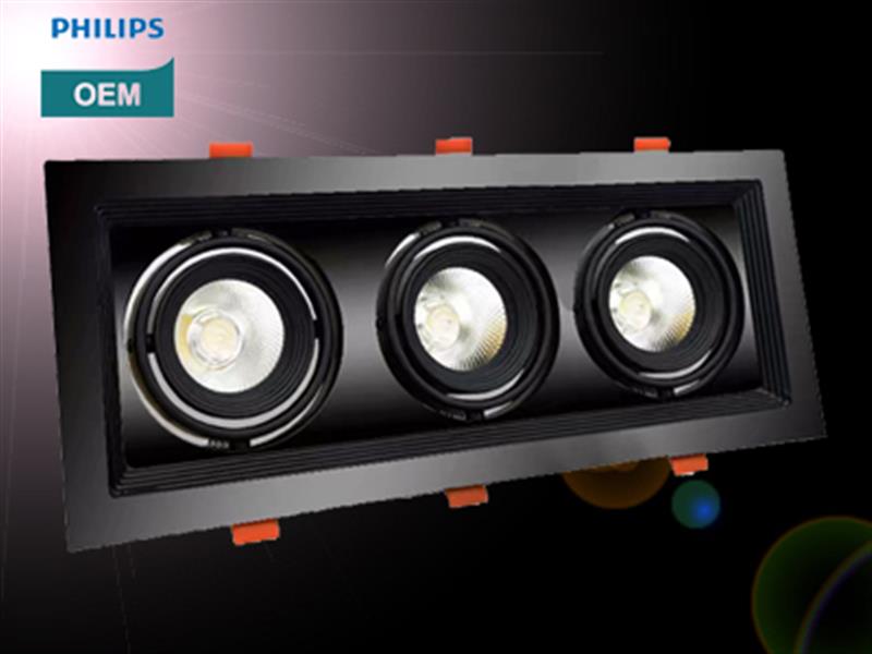 ĐÈN LED ÂM TRẦN DLV3 MÀU ĐEN, TRẮNG 3 BÓNG 3*8W TAL/PHILIPS OEM. MODEL: TAL ML3